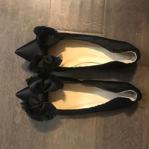 Jcrew black flats with bow